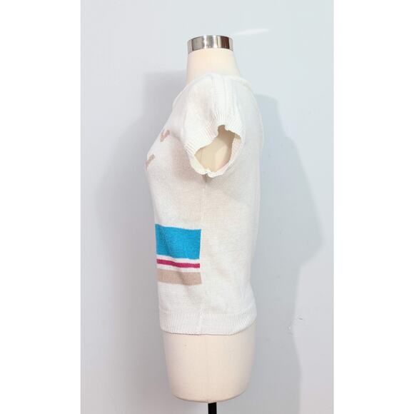 Koret Petites 80s Beach Short Sleeved Sweater - Picture 3 of 6